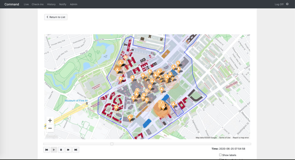 Viewing people checked-in across campus